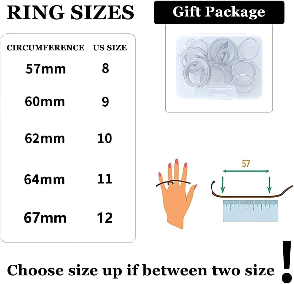 Fidget Rings for Anxiety 4-6Pcs Stainless Steel Rings for Men Fidget Ring Black Anxiety Spinner Ring Set for Women Men