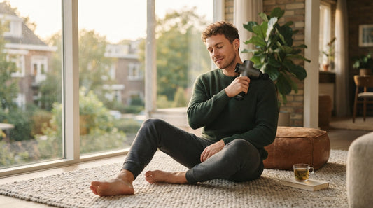 A man sitting by a window holding a small calming gift