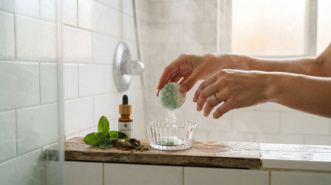 Adding essential oil to a shower steamer