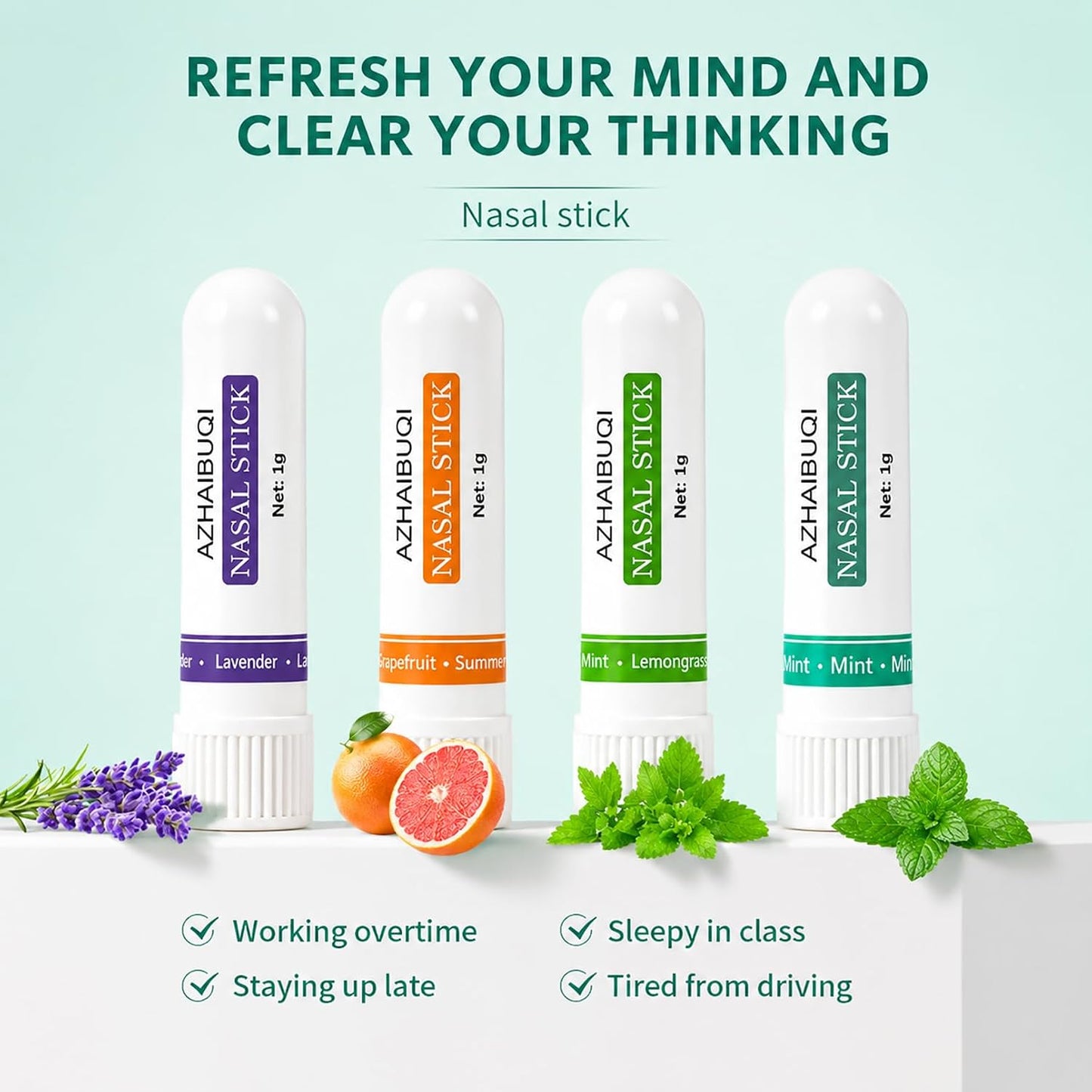Nasal Stick Boost Energy Set, Nose Inhaler Stick, Better Breathing, Natural Menthol Inhaler (Set of 4)