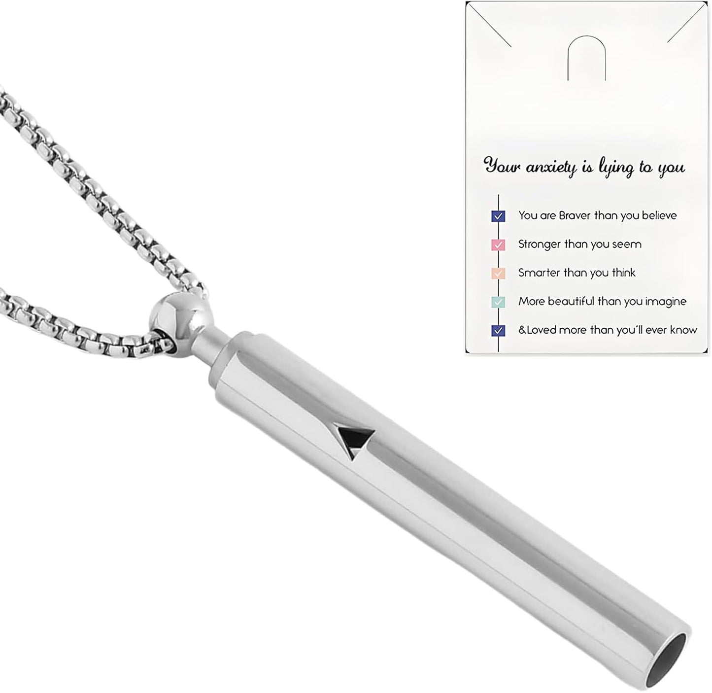 1 Pcs Anxiety Necklace Breathing,Mindful Breathing Necklace,Natural Calm,