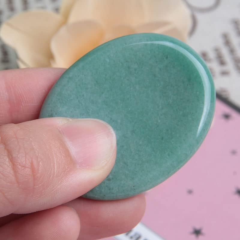 2Pcs Jade Palm Stone Green Rock Crystal Healing Reiki Polished Worry Stone