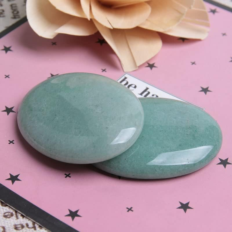 2Pcs Jade Palm Stone Green Rock Crystal Healing Reiki Polished Worry Stone