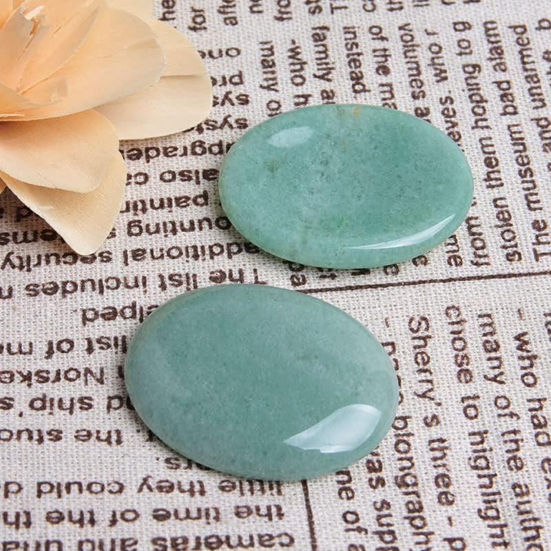 2Pcs Jade Palm Stone Green Rock Crystal Healing Reiki Polished Worry Stone