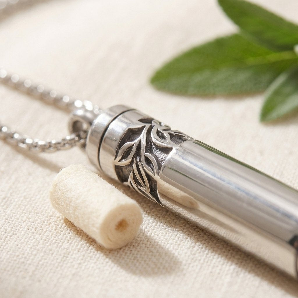 Aromatherapy Inhaler Necklace — Cotton Core, Nicotine-Free