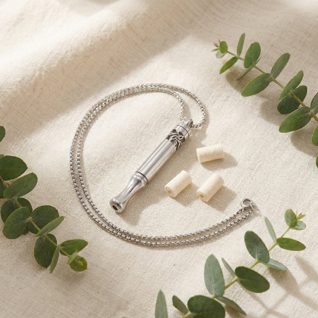 Aromatherapy Inhaler Necklace — Cotton Core, Nicotine-Free