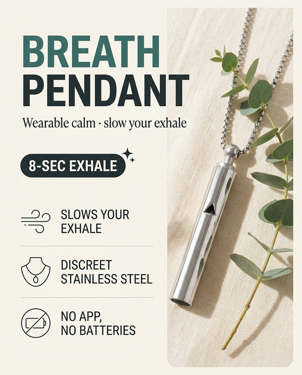 Breath Pendant necklace, wearable calm breathing tool