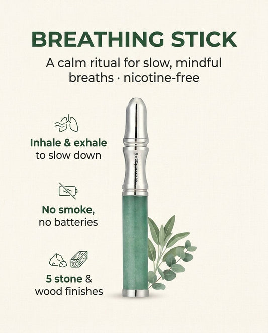 Nicotine-free breathing stick in five stone and wood finishes